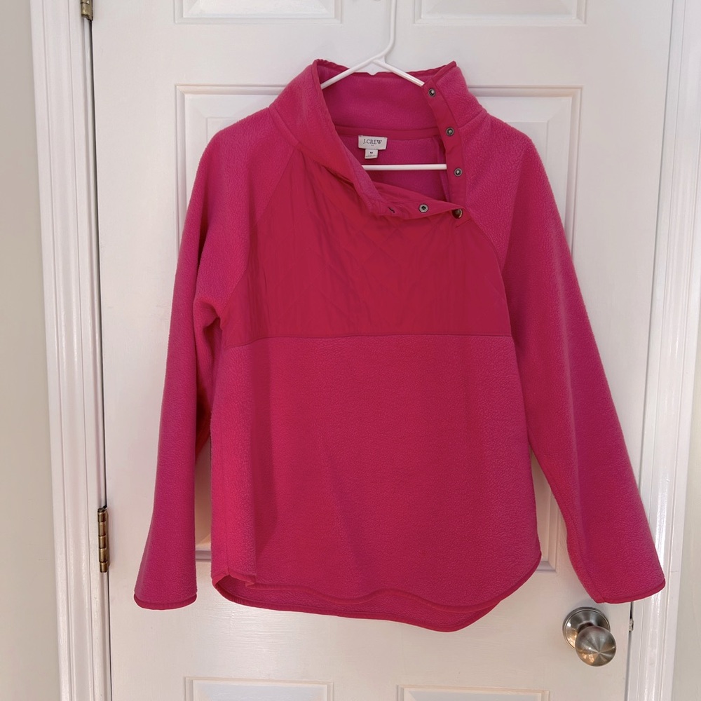 J.Crew Asymmetrical snap fleece pullover